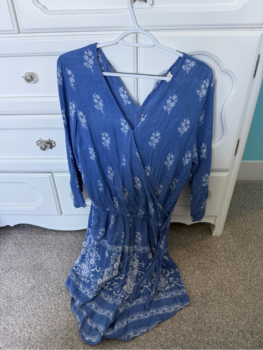 RAGA Blue Floral Wrap-Style Romper